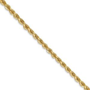 2.75mm 14k Yellow Gold, Diamond Cut Solid Rope Chain Necklace, 26 Inch